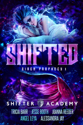 shifted, book 1 of the siren prophecy trilogy in the shifter academy world, a young mermaid floats in the water.